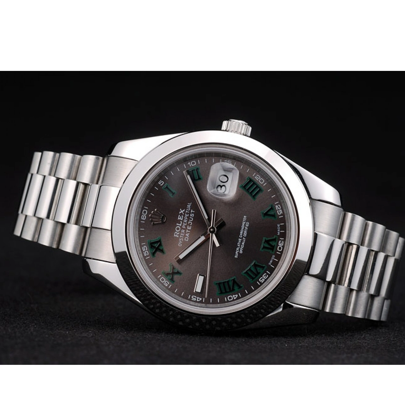 AAA replica watch 42000 Rolex Polished Swiss Steel Dial Stainless Bezel DateJust Grey 1014